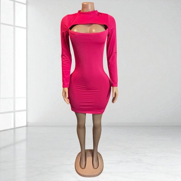 Solid Pink Cut Out Mini Dress - Picture 6 of 7
